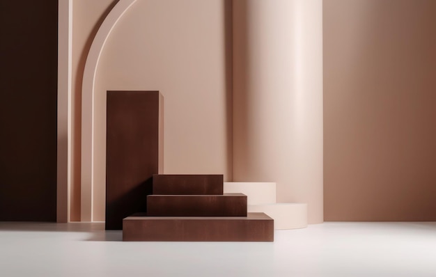 3D-минималистская подиумная комната с простыми формами