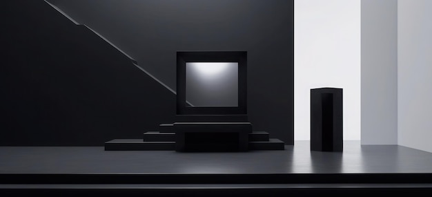 3D minimalist podium scene with shapes