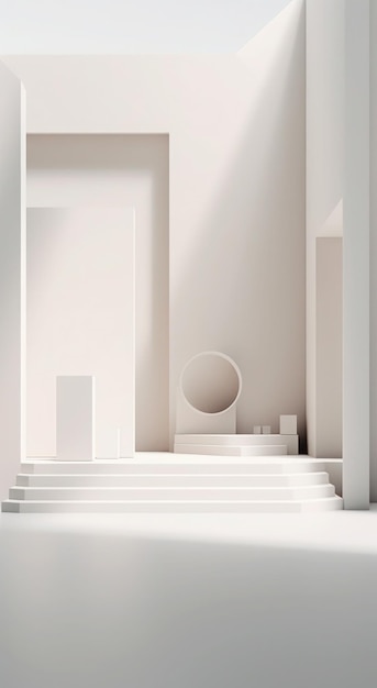 3D minimalist podium scene with shapes