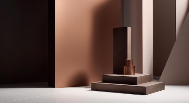 3D minimalist podium scene with shapes