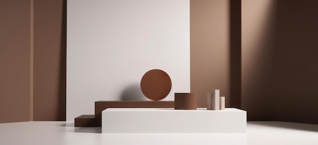 3D minimalist podium scene with shapes