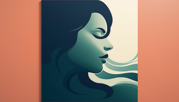A 3D minimalist poster featuring the image of a calm sea with waves forming