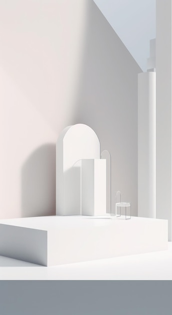 3D minimalist scene with simple shapes