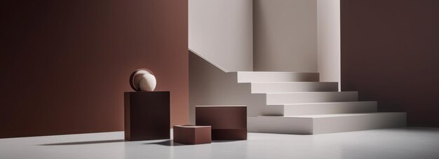 3D minimalist scene with simple shapes