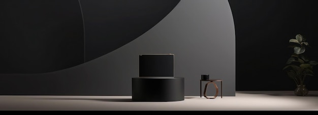 3D minimalist scene with simple shapes