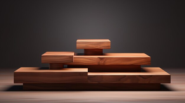 Photo 3d minimalist wooden product display podium platforms