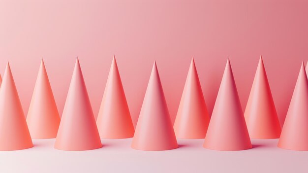 3d minimalistic cones organized in a harmonious arrangement emphasizing minimalism and simplicity