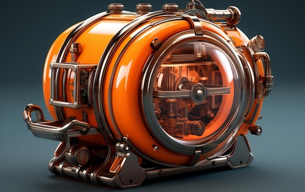 A 3D minimalistic representation of a steampowered gas compressor Generative Ai