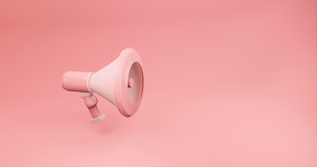 3d minimalistische illustratie van roze megafoon op roze achtergrond met ruimte voor tekstsymbool van advertentie