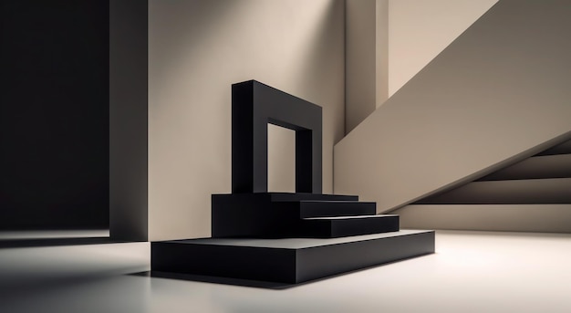 3D minimalistische podiumkamer met eenvoudige vormen