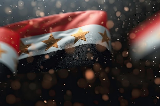 3d minimalistische Syrië vlag bokeh achtergrond Generatieve AI