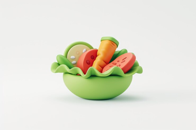 Photo 3d mixed vegetables on white background