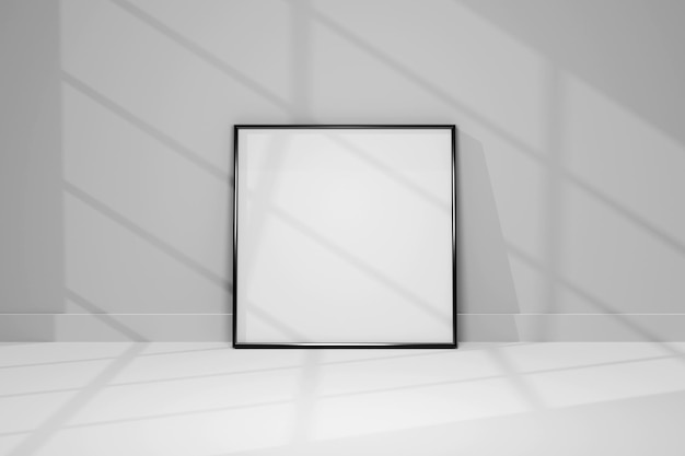 3d mockup black frame photo on wall with shadows design prints\
poster blank painting image