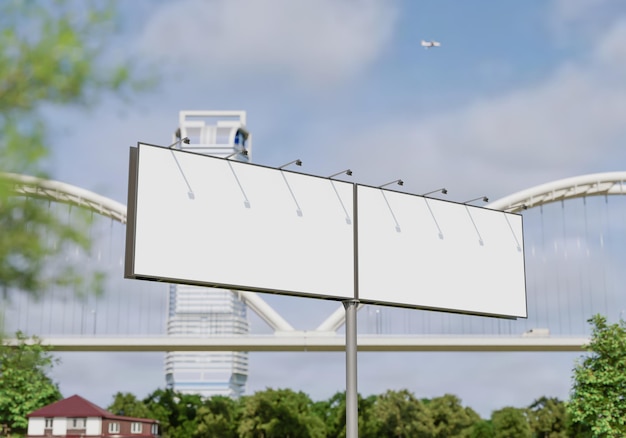 3D-mockup blanco billboard in het centrum van de stad