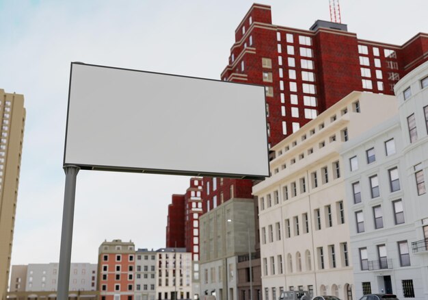 Photo 3d mockup blank billboard in downtown rendering