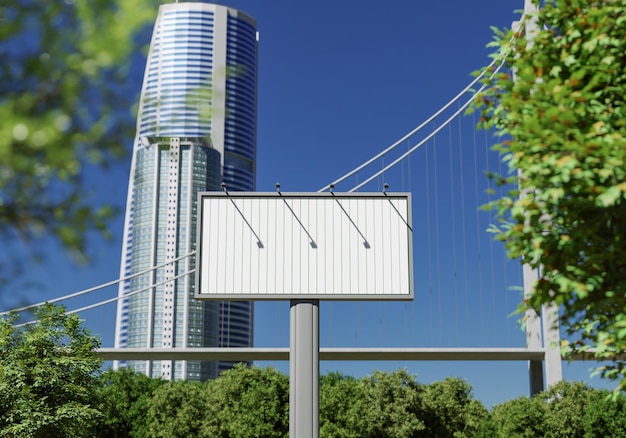 3D mockup blank billboard in downtown rendering