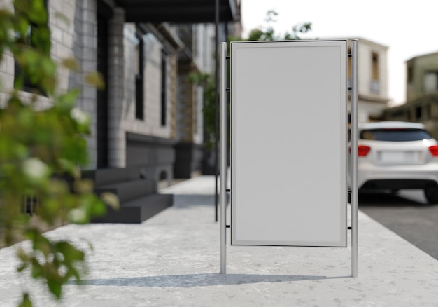 3D mockup blank billboard on street in downtown rendering