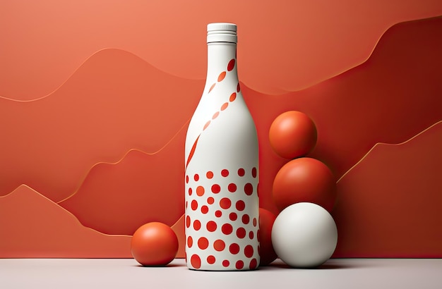 3D-мокет бутылки с оранжевыми точками