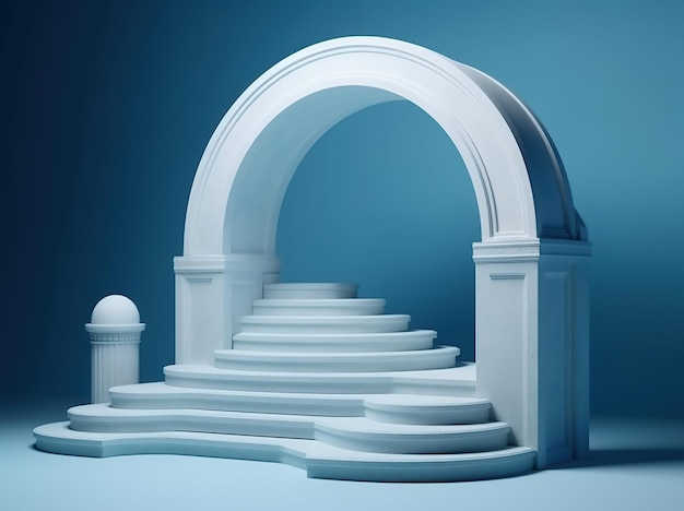 A 3d model of a arch with a blue background.