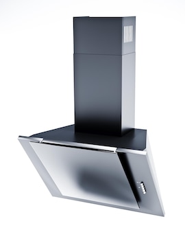 Modello 3d di cappa da cucina nera isolata su sfondo bianco