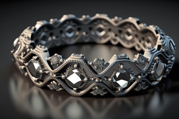 A 3d model of a bracelet with diamonds.