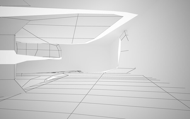 A 3d model of a building with a white interior.