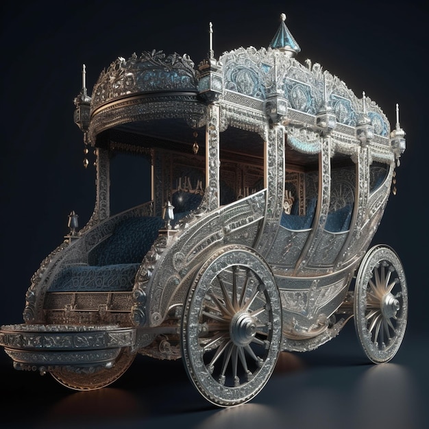 Photo a 3d model of a carriage with a silver roof and a silver roof.