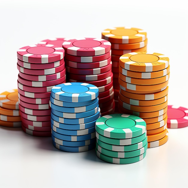 3D-model casinofiches schoon wit achtergrondproduct