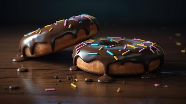 Photo a 3d model of a chocolate donut with sprinkles