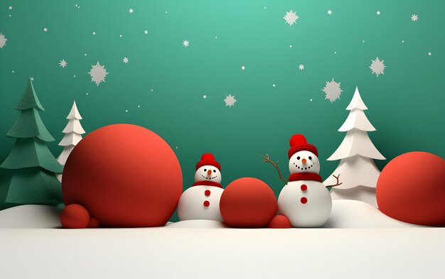 3d model of christmas snowmen in the style of minima