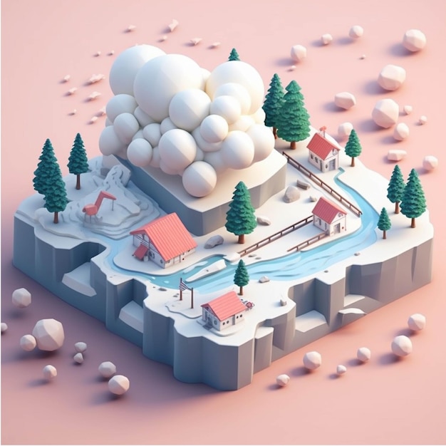 3d model of the city on a pink background 3d rendering