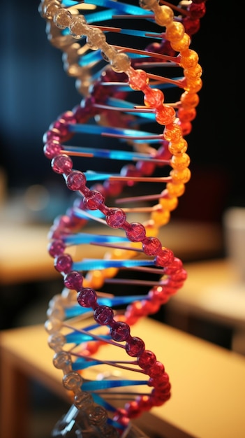 3D model of a DNA strand showcased in a biology class Vertical Mobile Wallpaper