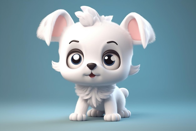 A 3d model of a dog with a white fur and a pink nose generative ai