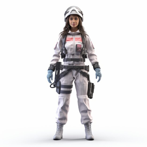 3d Model Of Female Wearer In White Spacesuit Scoutcore Style