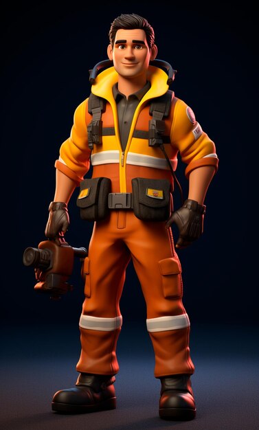 3d model of a Firefighter character