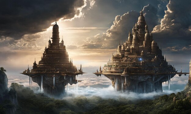 3D Model of Floating civilization in the sky