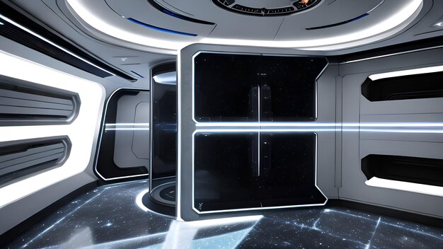 A 3d model of a futuristic vehicle or spaceship room