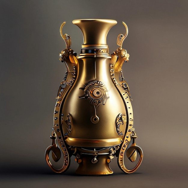 3D-модель золотой вазы с белым фоном