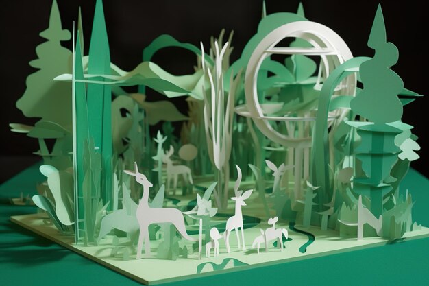 3D model green park fancy paper art