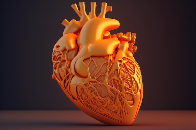 A 3d model of a heart with the word heart on it