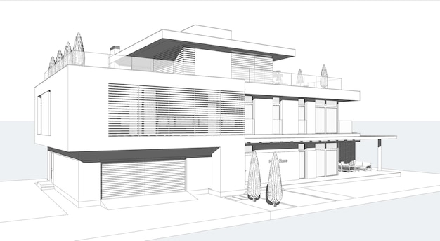 家の3Dモデル。建築テンプレート、背景。家の建築模型