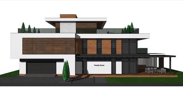 家の3Dモデル。建築テンプレート、背景。家の建築模型