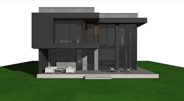 3D model of the house. Architectural template, background. Architectural model of the house