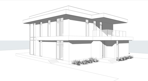 家の3Dモデル。建築テンプレート、背景。家の建築模型