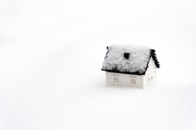 겨울 시즌에 눈 자연 배경에 3D 모델 하우스