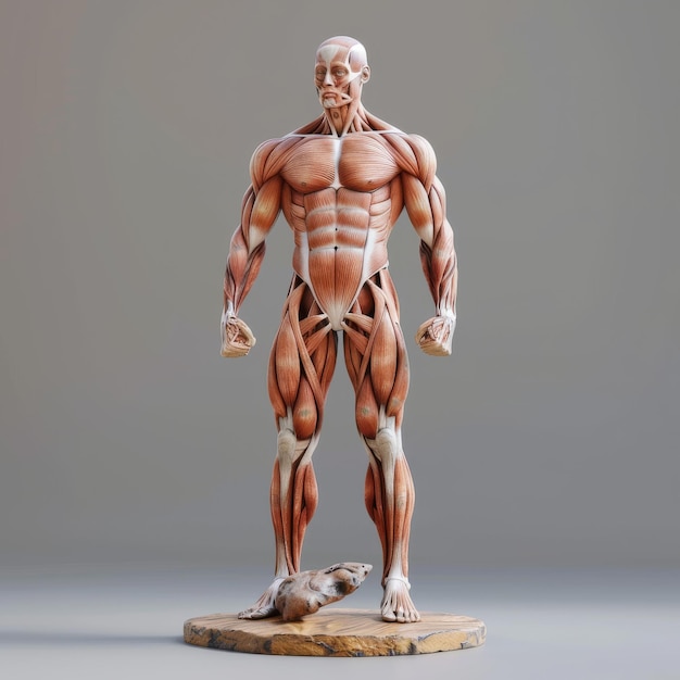 3D model of human body muscles on a light background