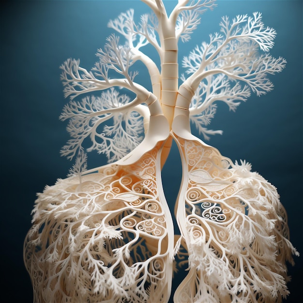 3d model image of a human lungs in white