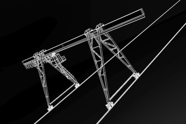 黒の背景に分離された3Dモデル産業建設クラン