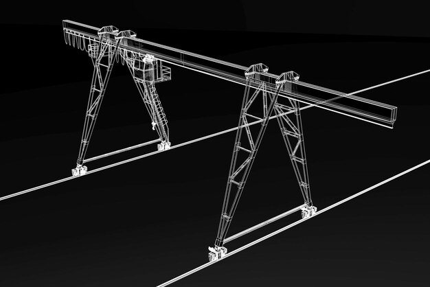 黒の背景に分離された3Dモデル産業建設クラン