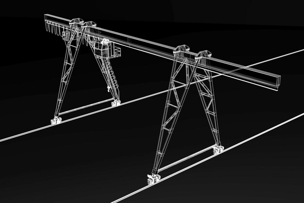 黒の背景に分離された3Dモデル産業建設クラン